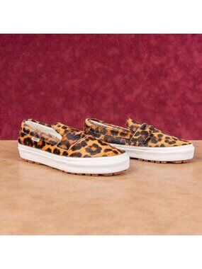 VANS Unisex S53 Calf hair Leopard Print platform sneakers size M5.5 W7